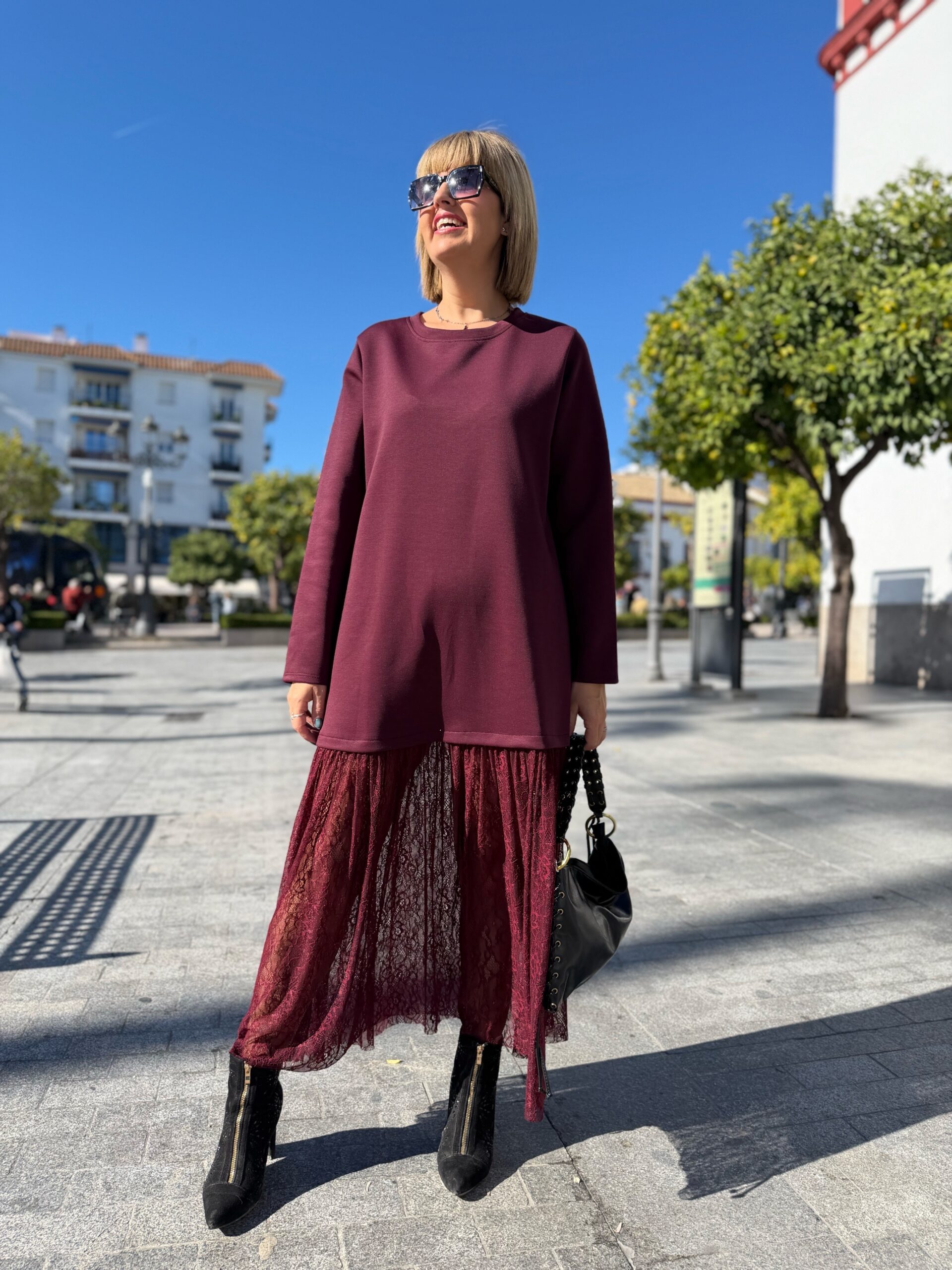 Vestido Lave flow burdeos.