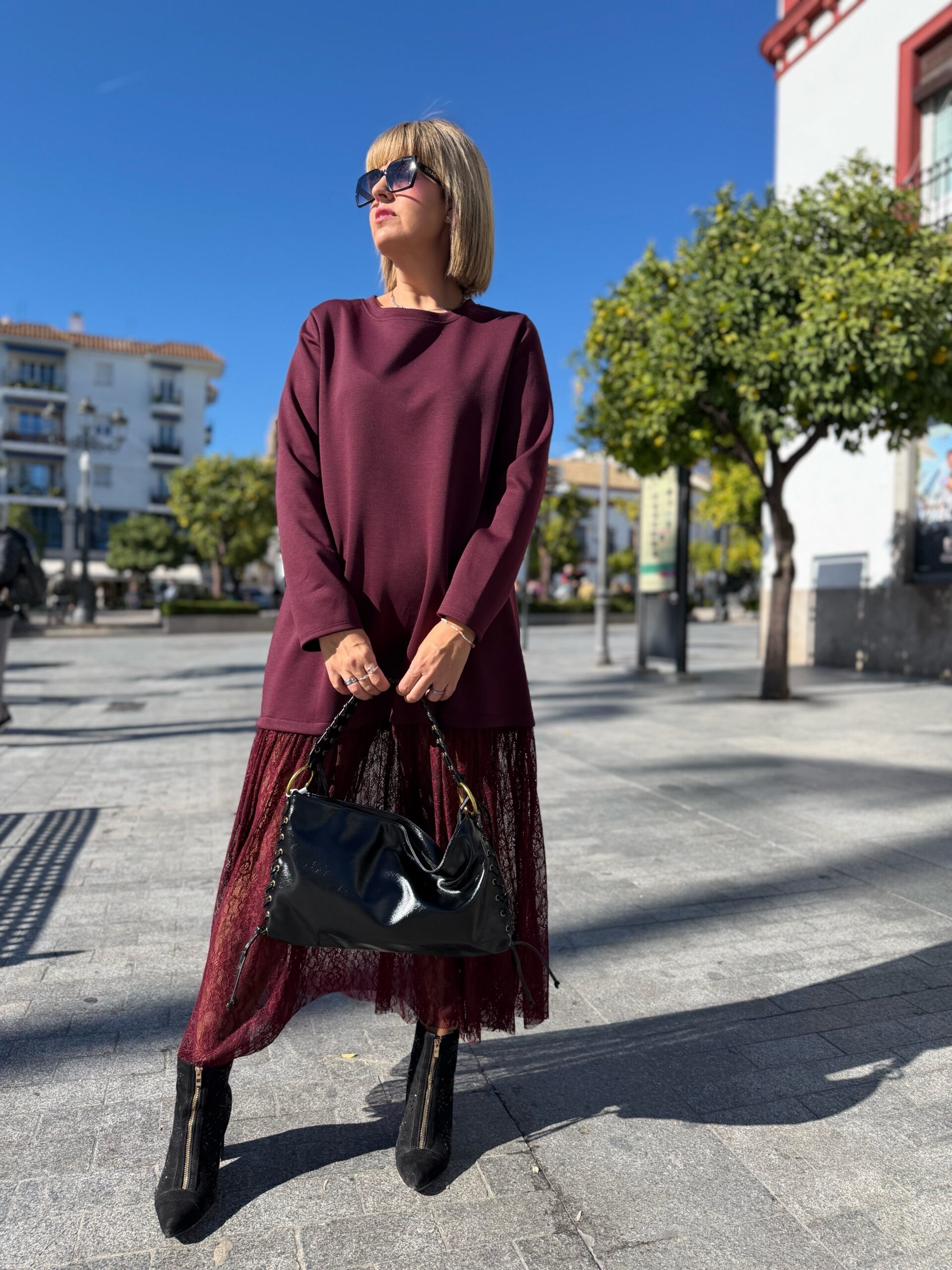 Vestido Lave flow burdeos. - Imagen 3