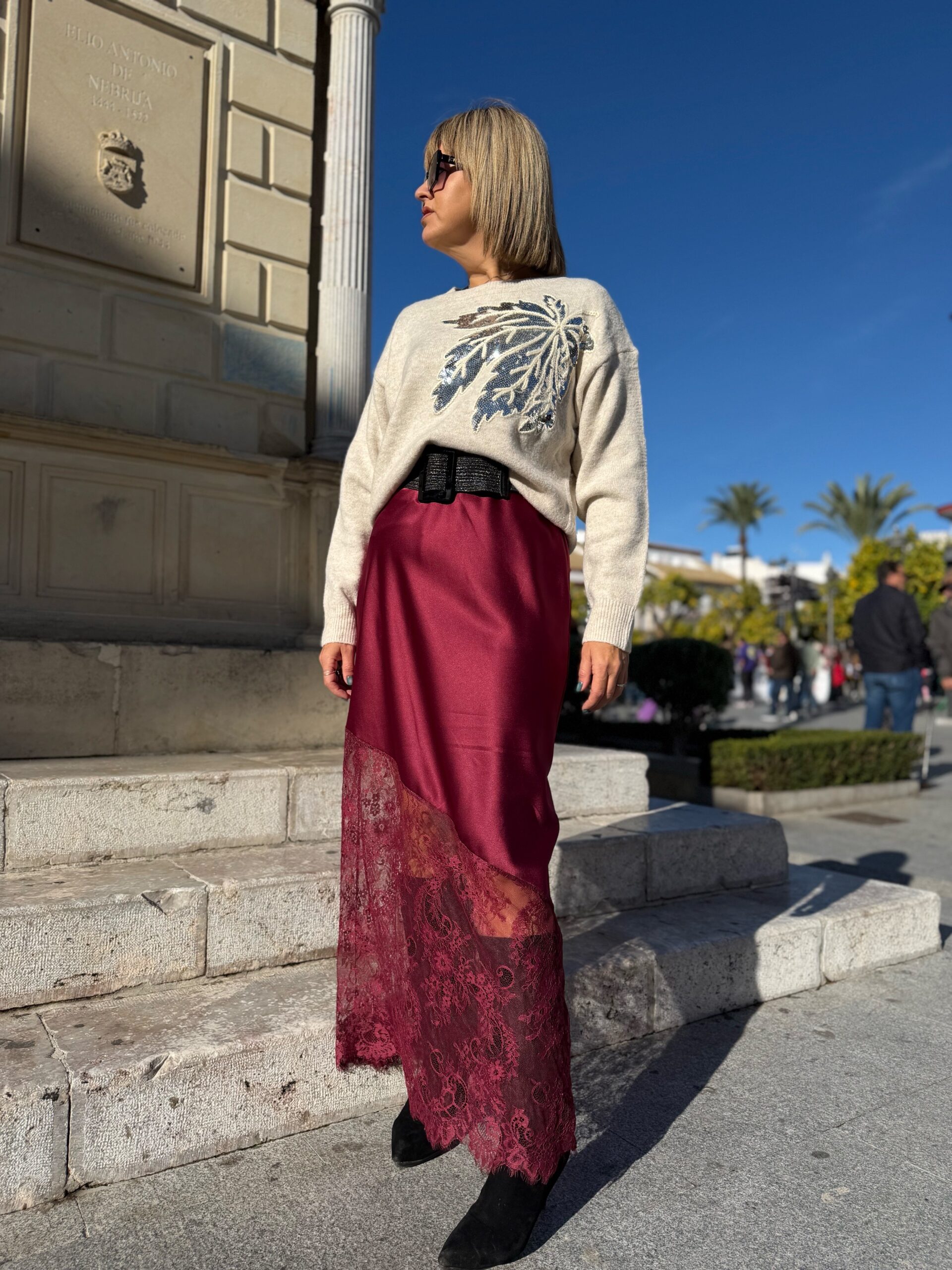 Falda lencera berenjena. - Imagen 3