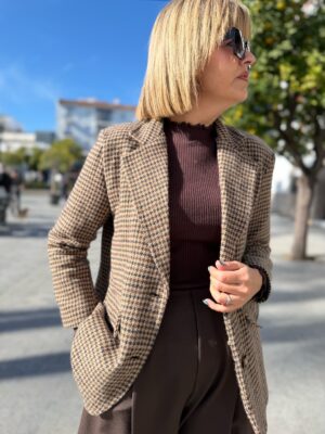 Blazer patita de gallo (marrón negro).