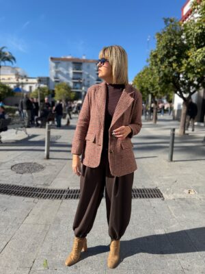 Blazer patita de gallo ( marrón-berengena)