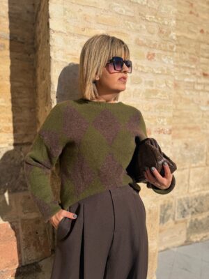 Jersey rombos verde-marrón.