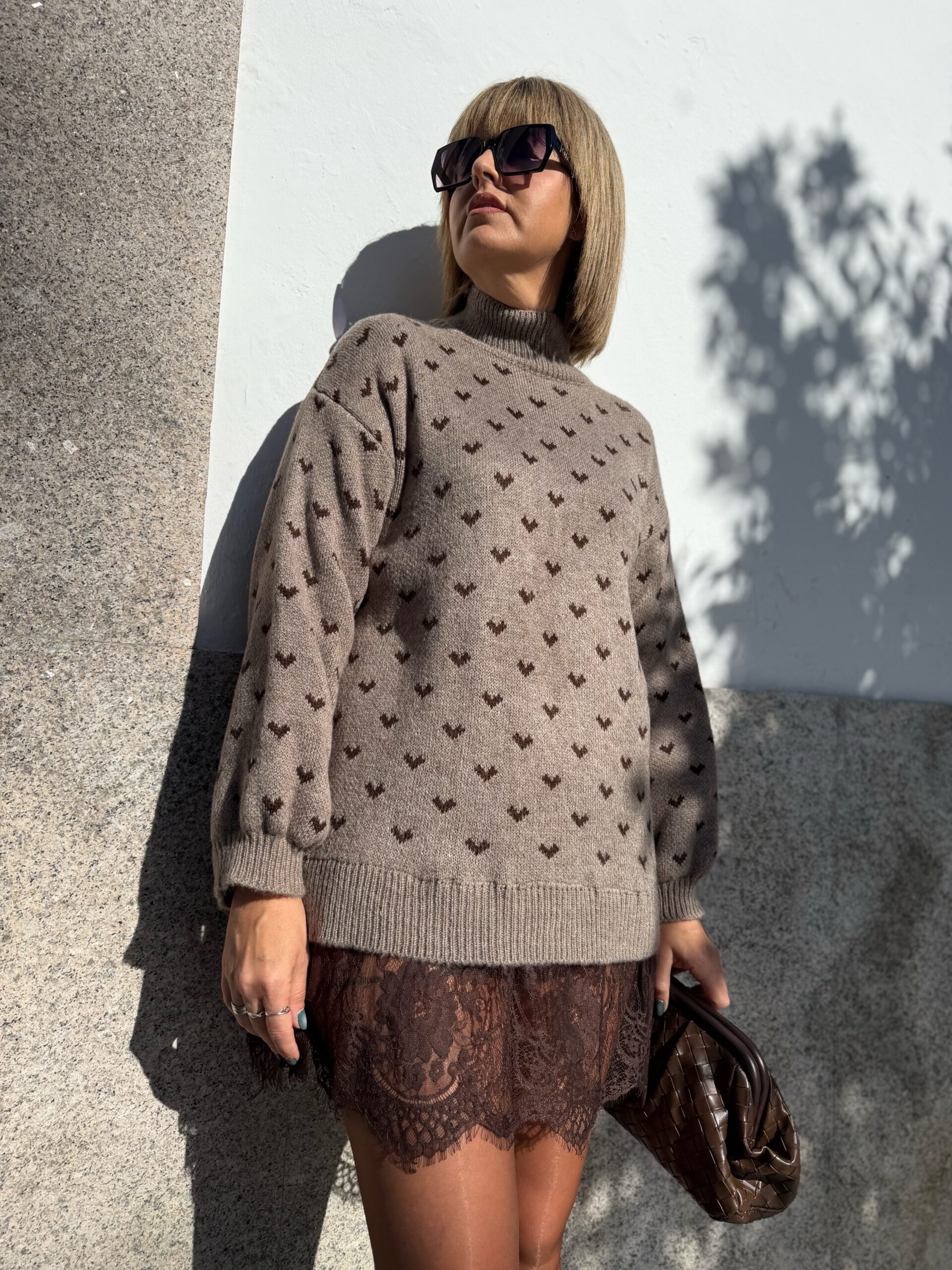 Vestido Knit y Lace topo. - Imagen 4