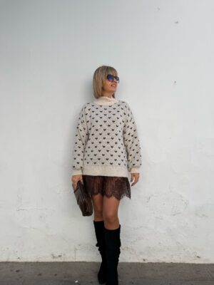 Vestido Knit & Lace beige.