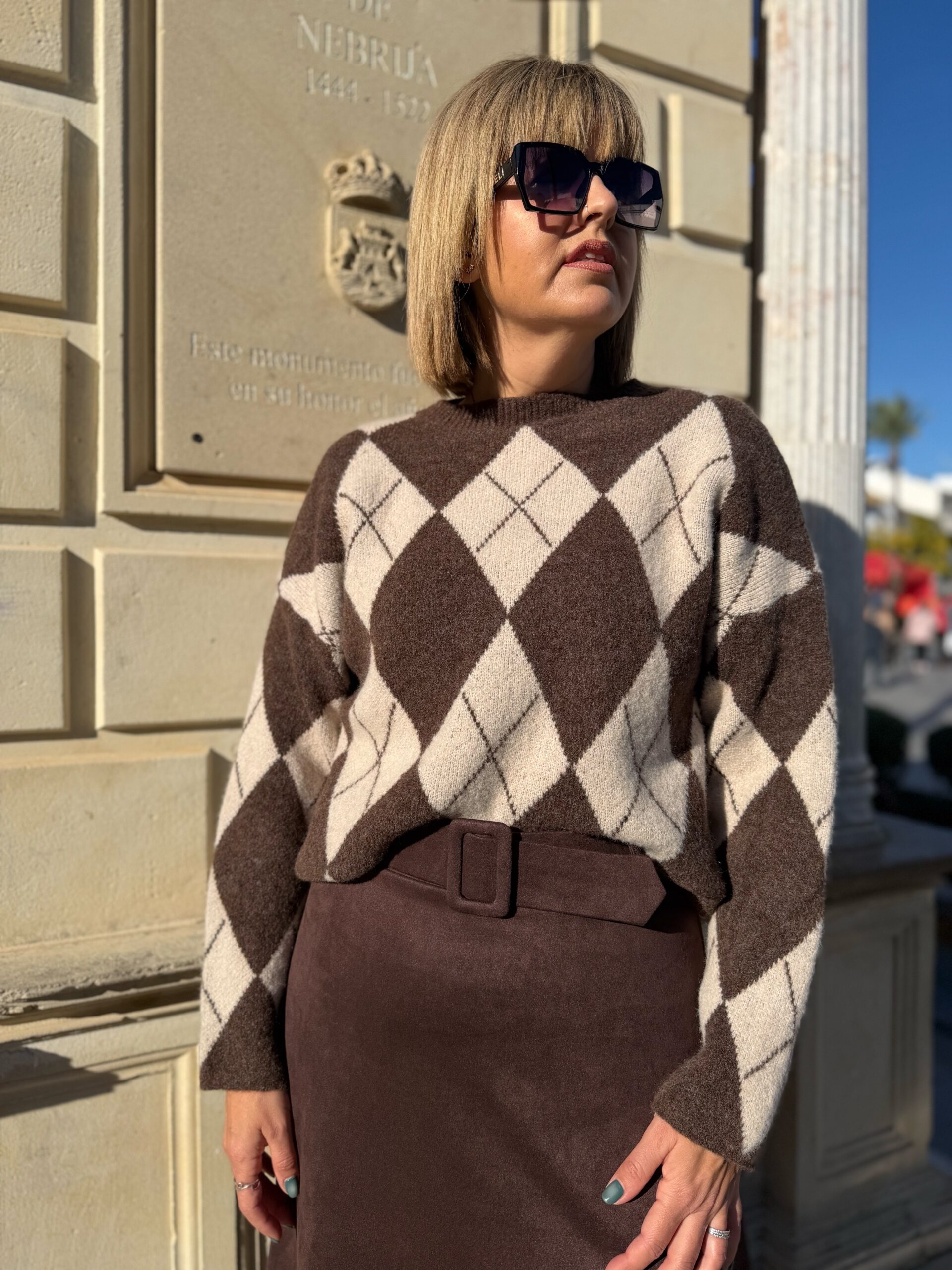 Jersey Rombos marrón-beige. - Imagen 5