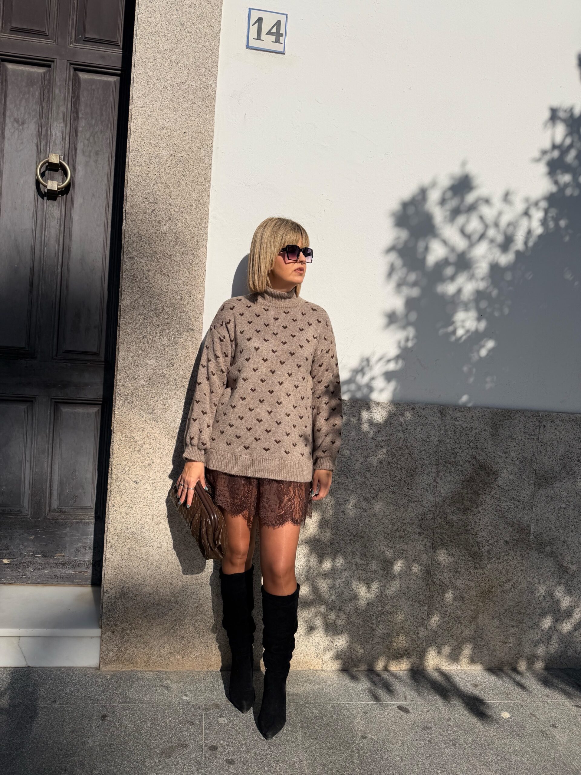 Vestido Knit y Lace topo. - Imagen 2