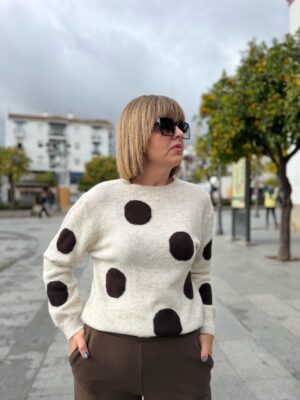 Jersey beige lunar marrón.