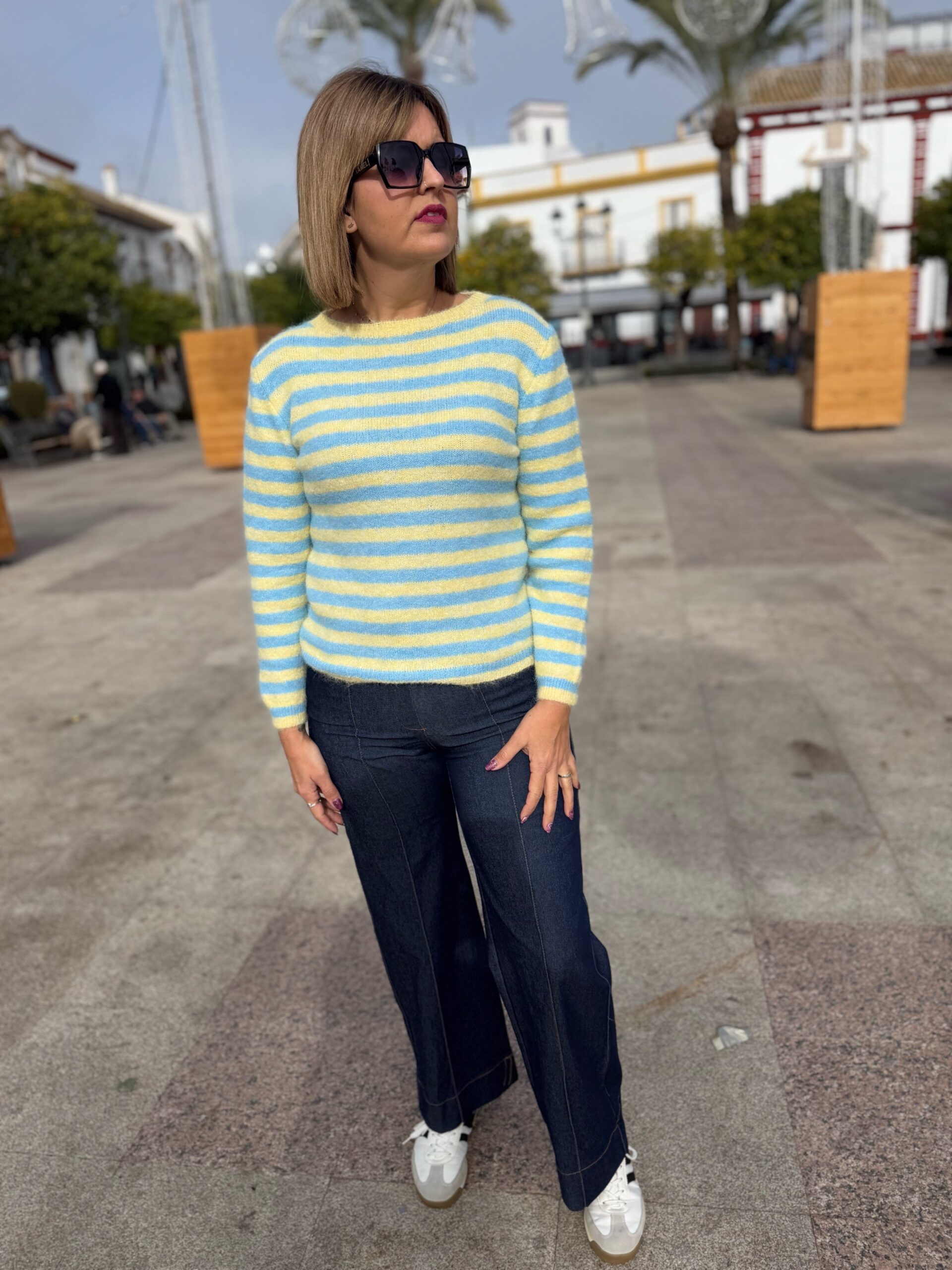 Jersey multi raya amarillo celeste (cuello redondo). - Imagen 2