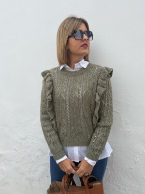 Jersey calado volantes verde.