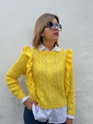 Jersey calado volantes amarillo.
