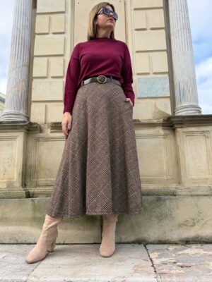 Falda Ronda camel-marrón.