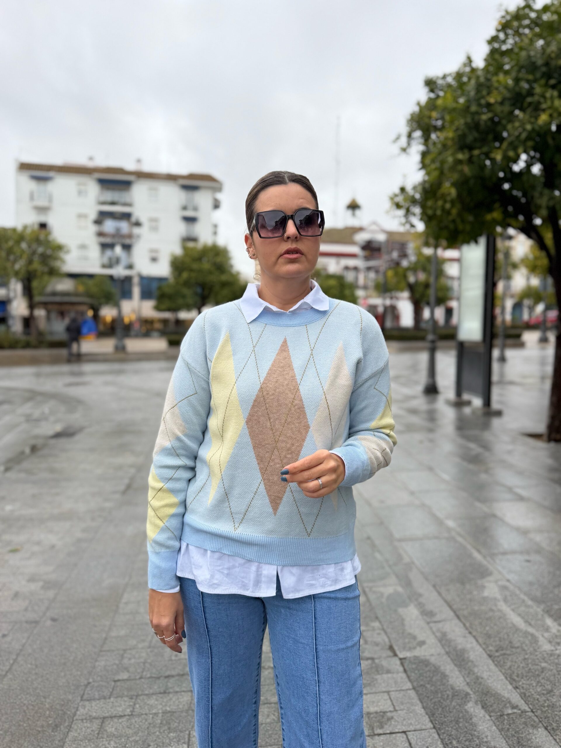 Jersey maxi-rombo celeste. - Imagen 2