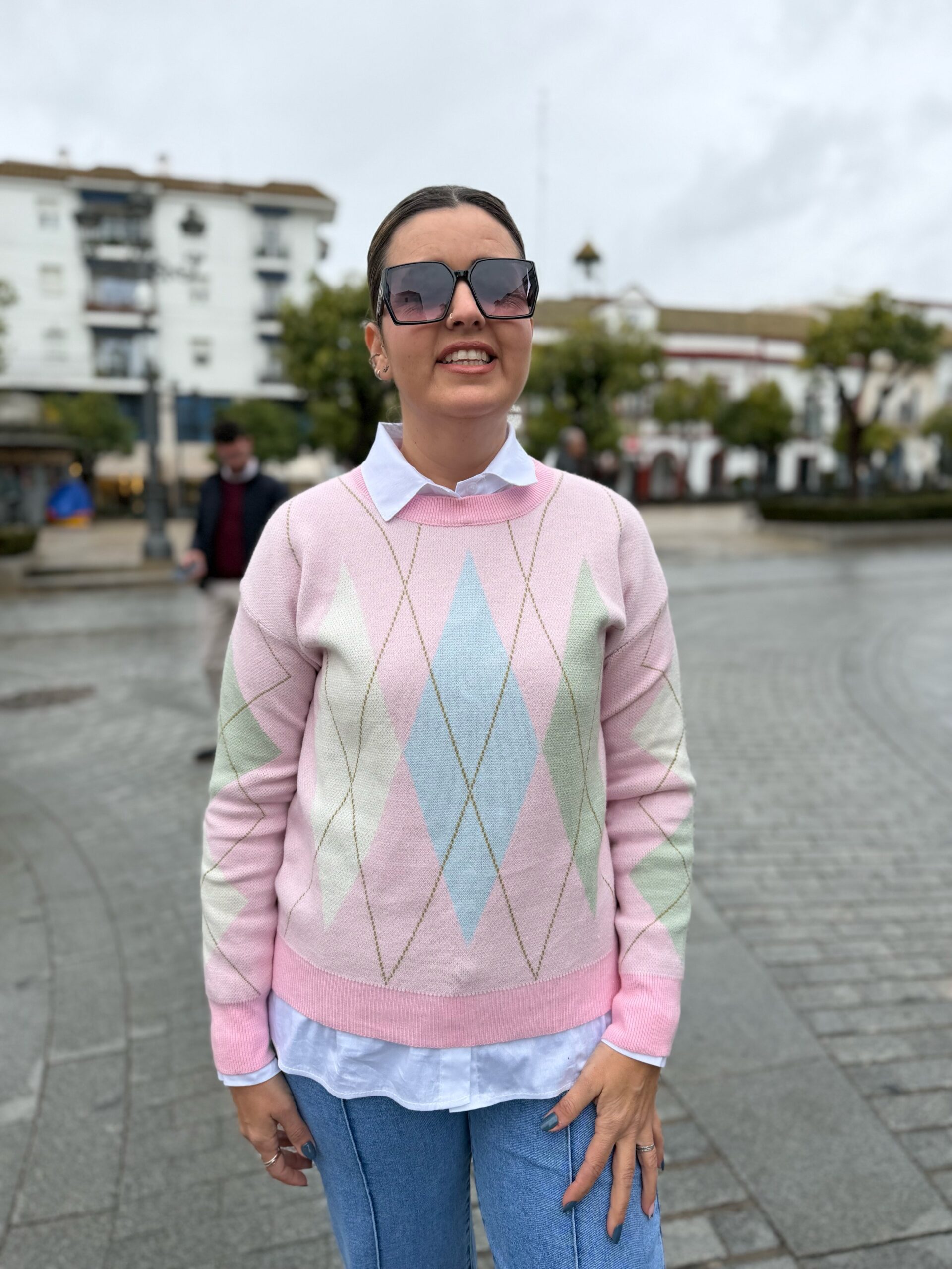 Jersey maxi-rombos rosa. - Imagen 3