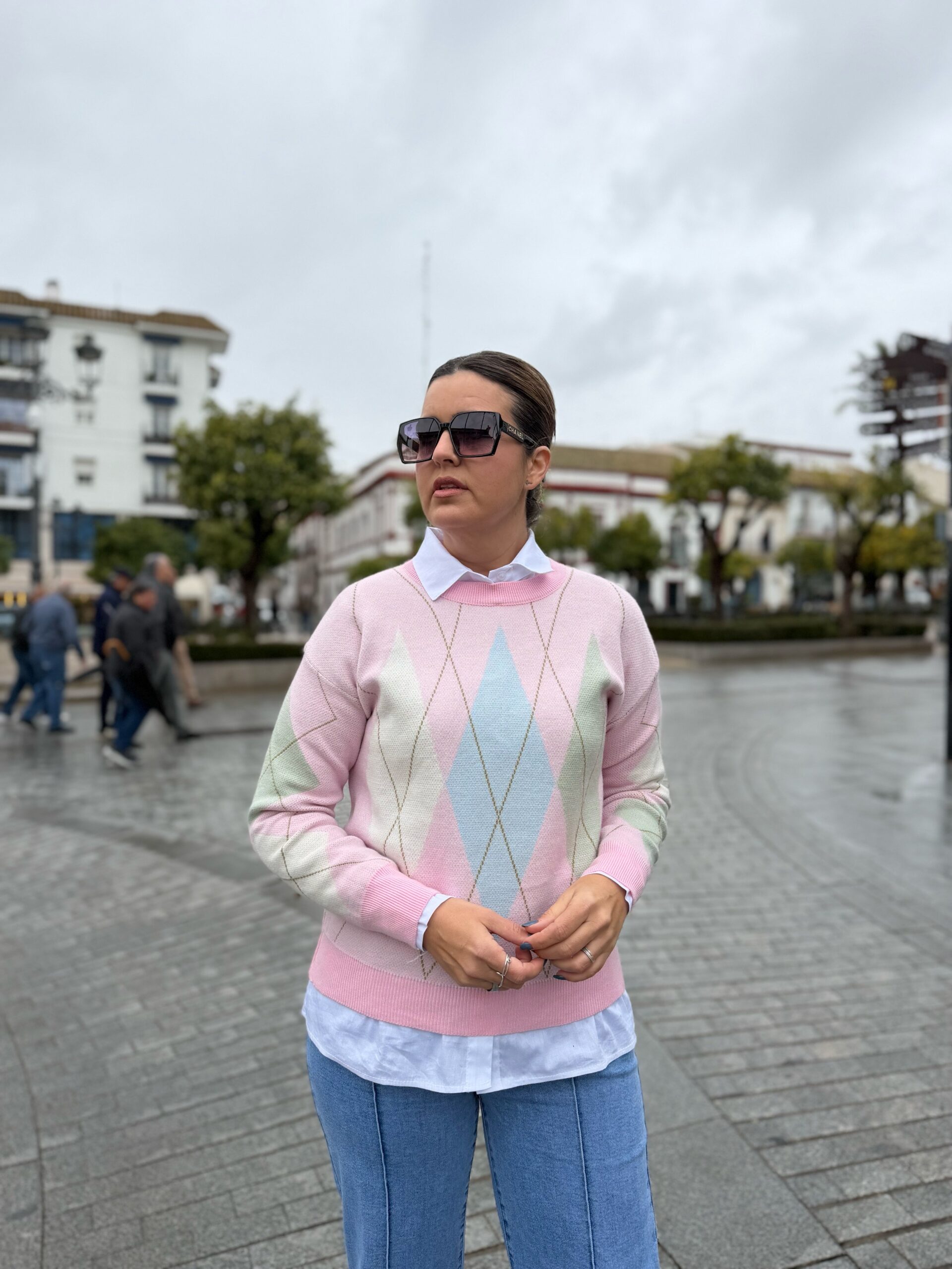 Jersey maxi-rombos rosa. - Imagen 4