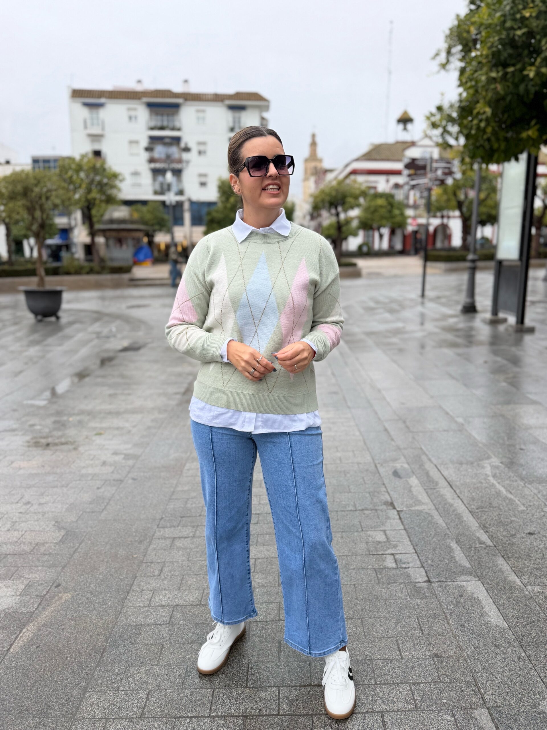 Jersey maxi-rombo verde. - Imagen 4