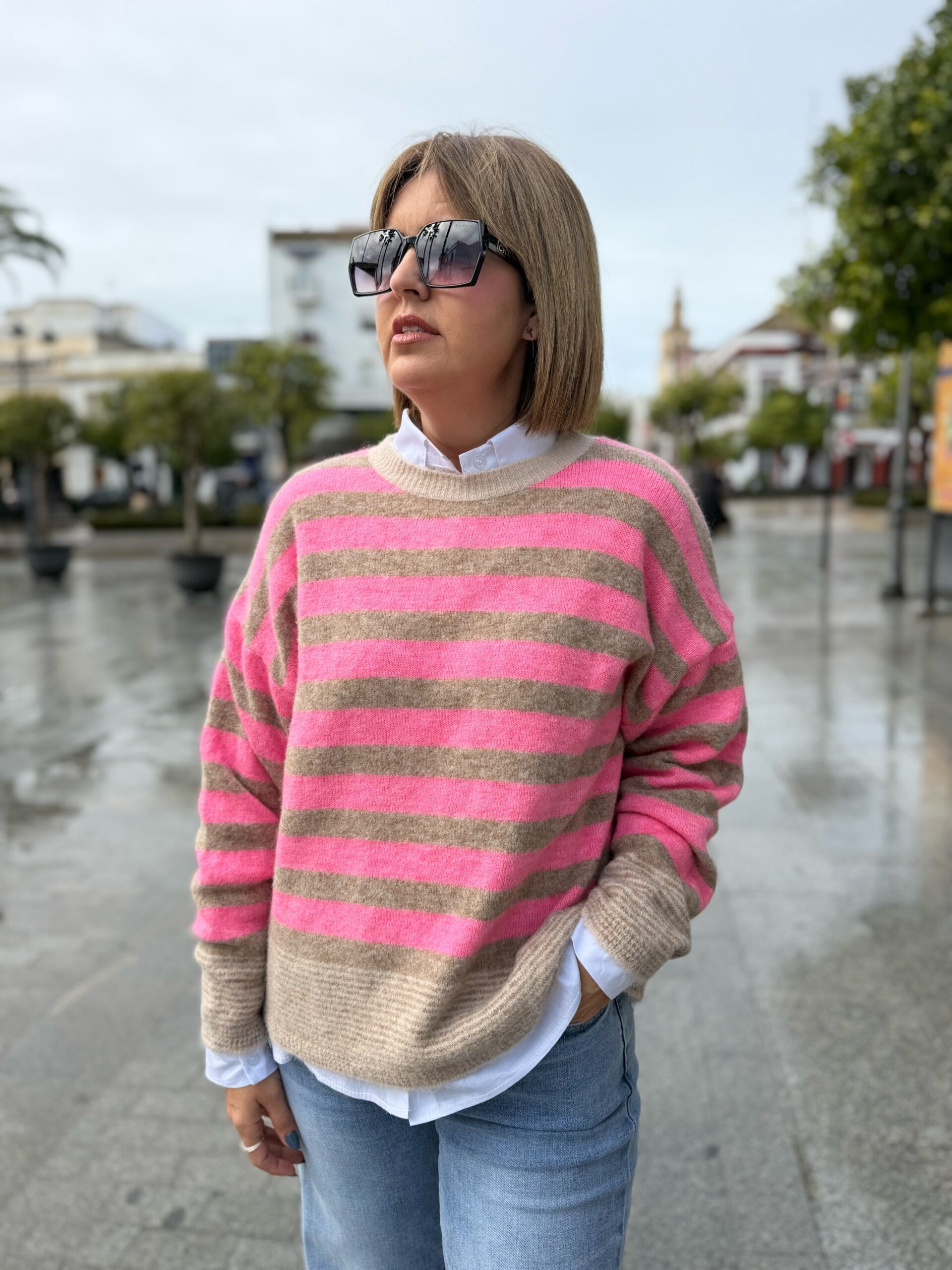 Maxi jersey Spring raya rosa.