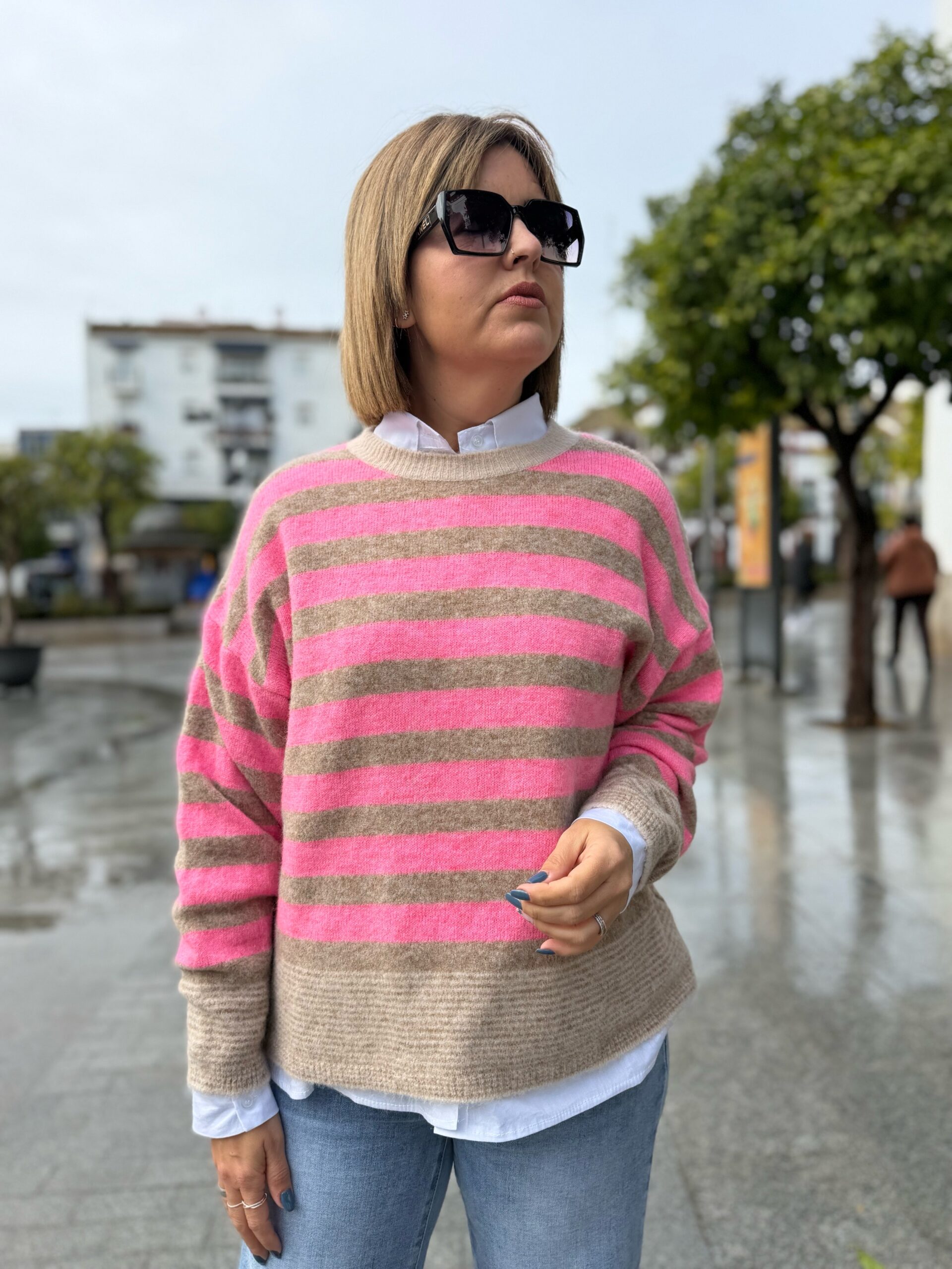 Maxi jersey Spring raya rosa. - Imagen 4