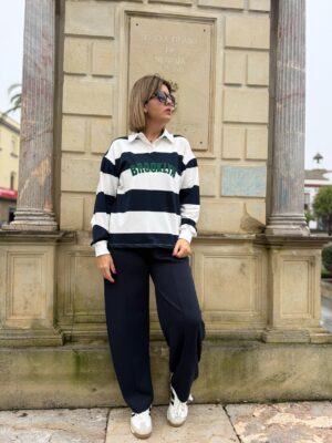 Sudadera cuello polo Brooklyn marino.