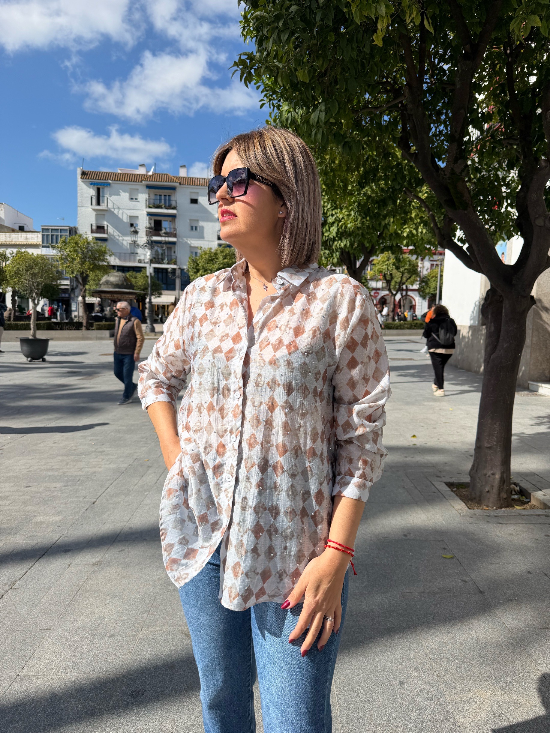 Camisa rombos celeste. - Imagen 5