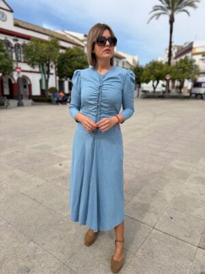Vestido vaquero efecto cuerpazo (claro).