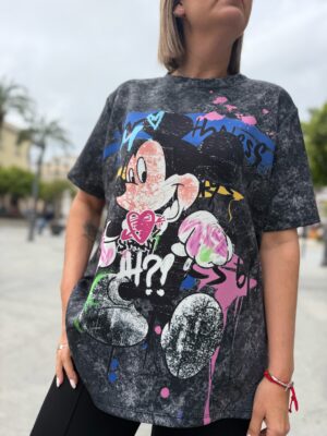 Maxi sudadera manga corta Mouse gris.