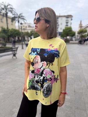 Maxi sudadera Mouse manga corta amarilla.