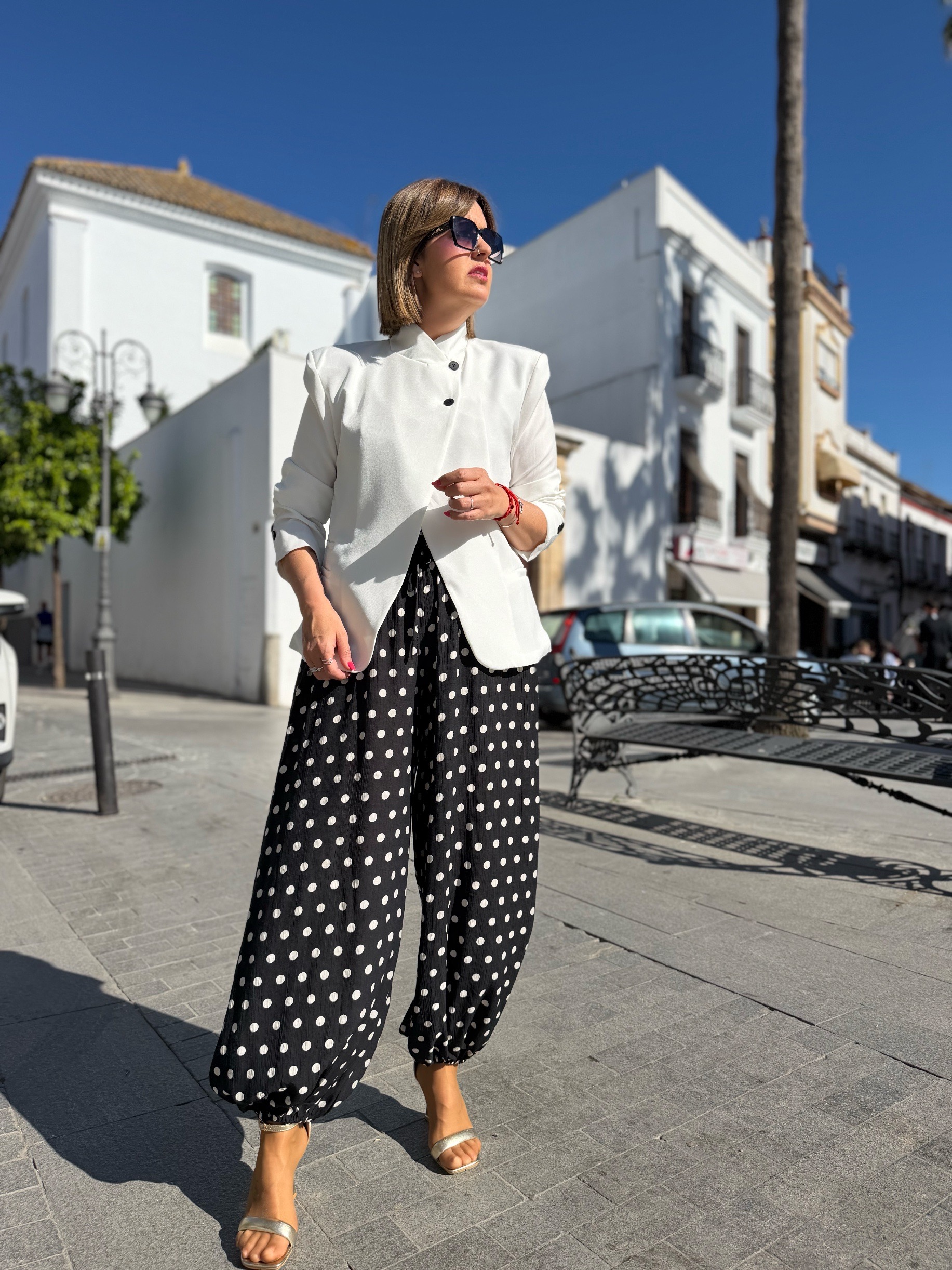 Pantalón Verona negro, lunar blanco. - Imagen 4