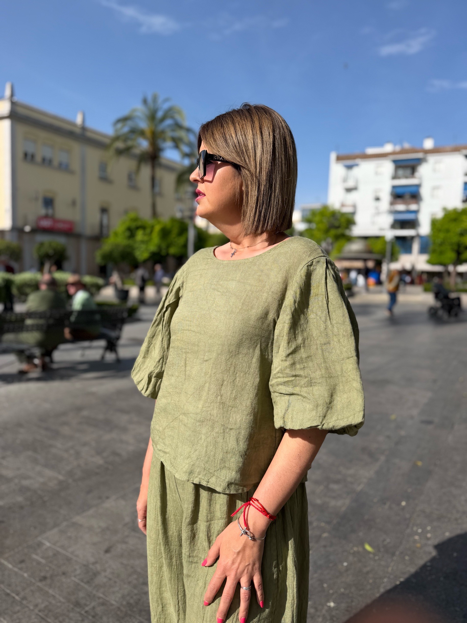 Conjunto lino Aura verde. - Imagen 2