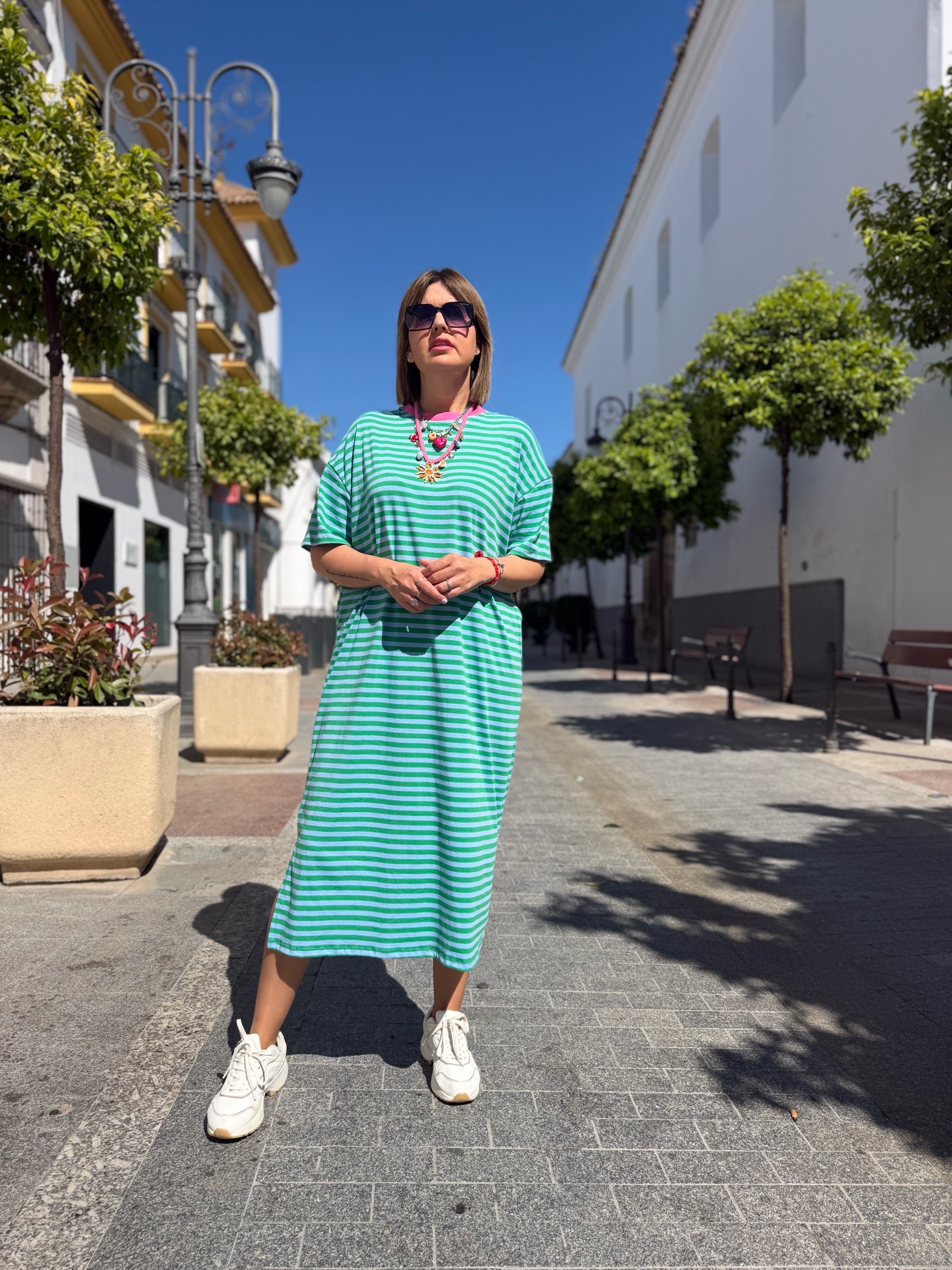 Vestido Capri relax verde-turquesa. - Imagen 4