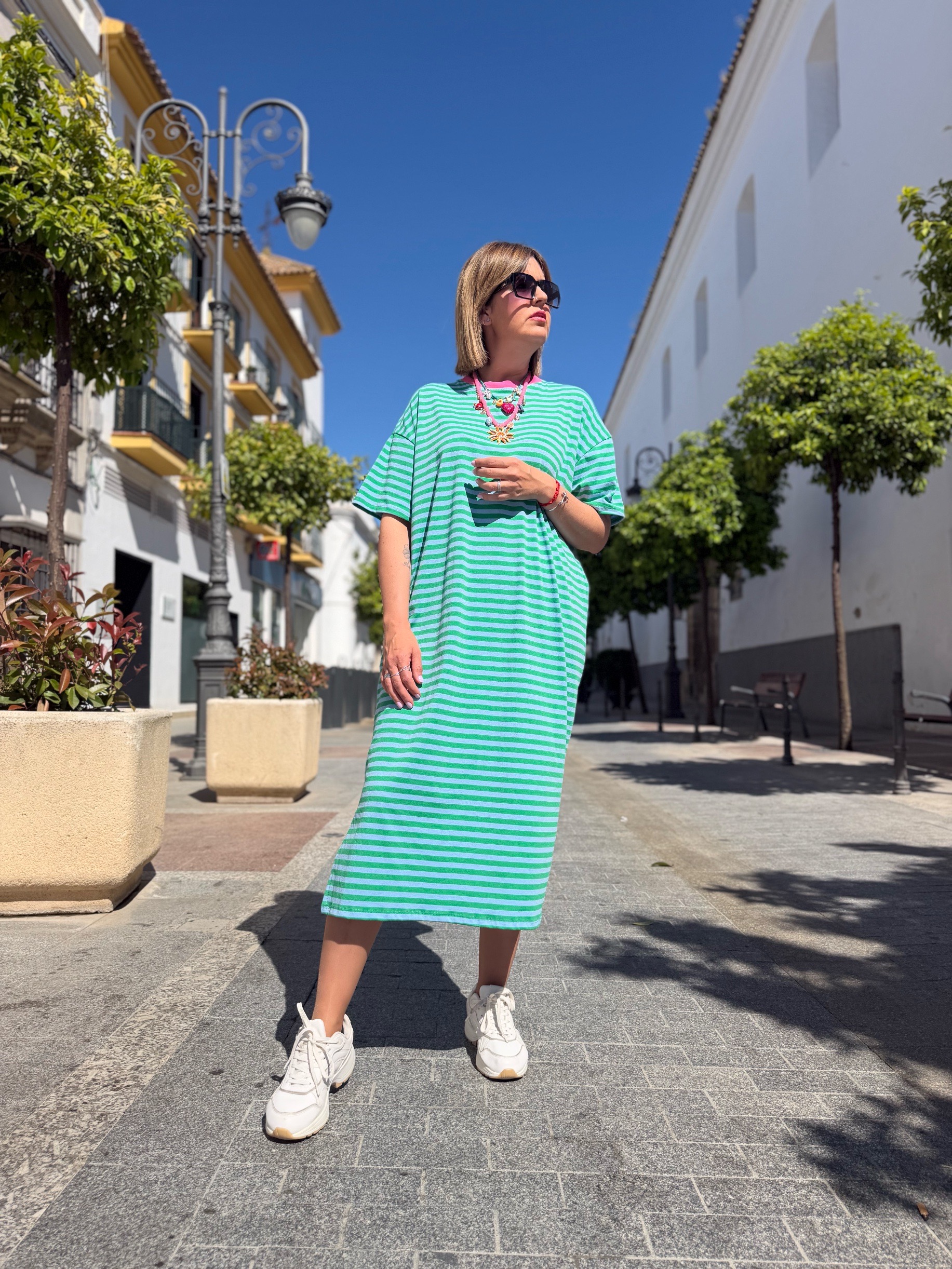 Vestido Capri relax verde-turquesa. - Imagen 2