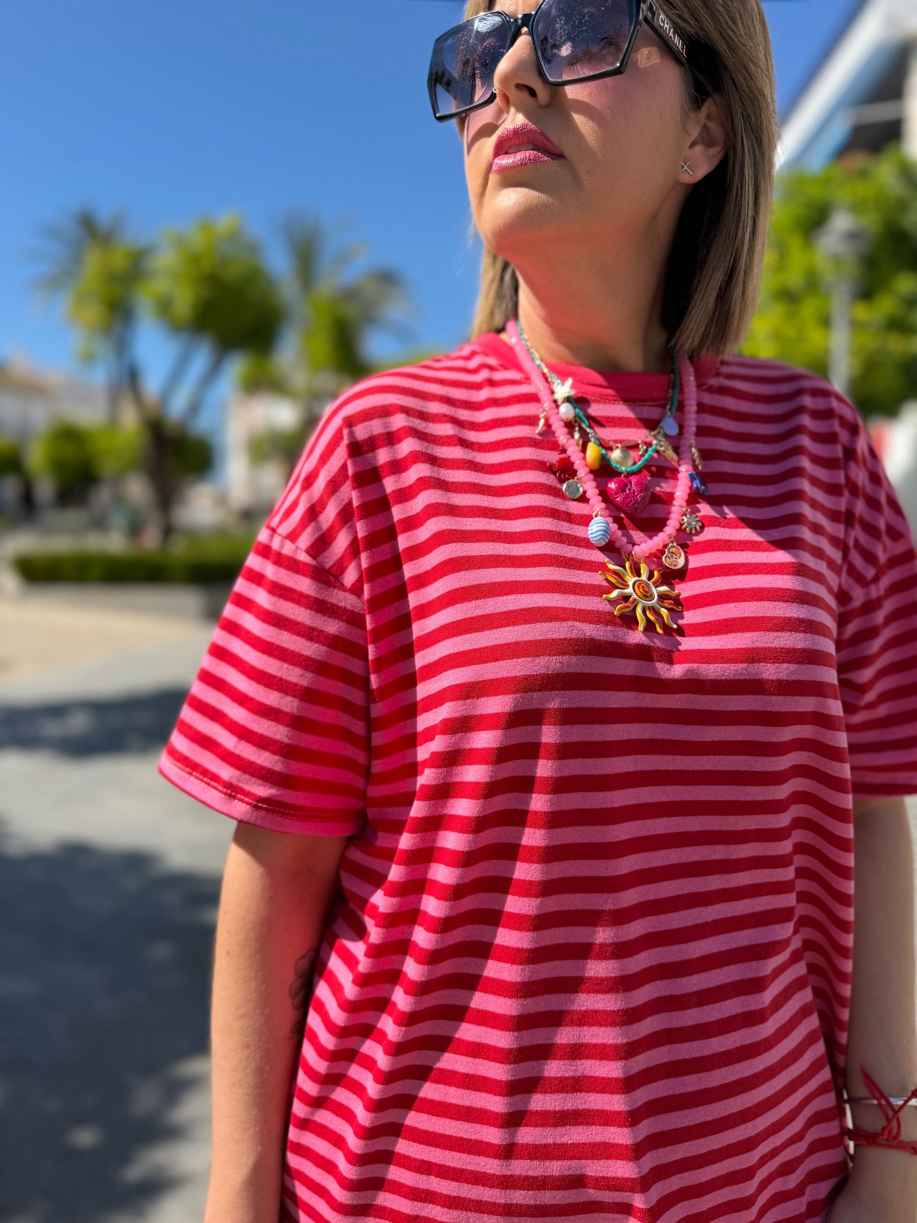 Vestido Capri relax rosa-rojo. - Imagen 3