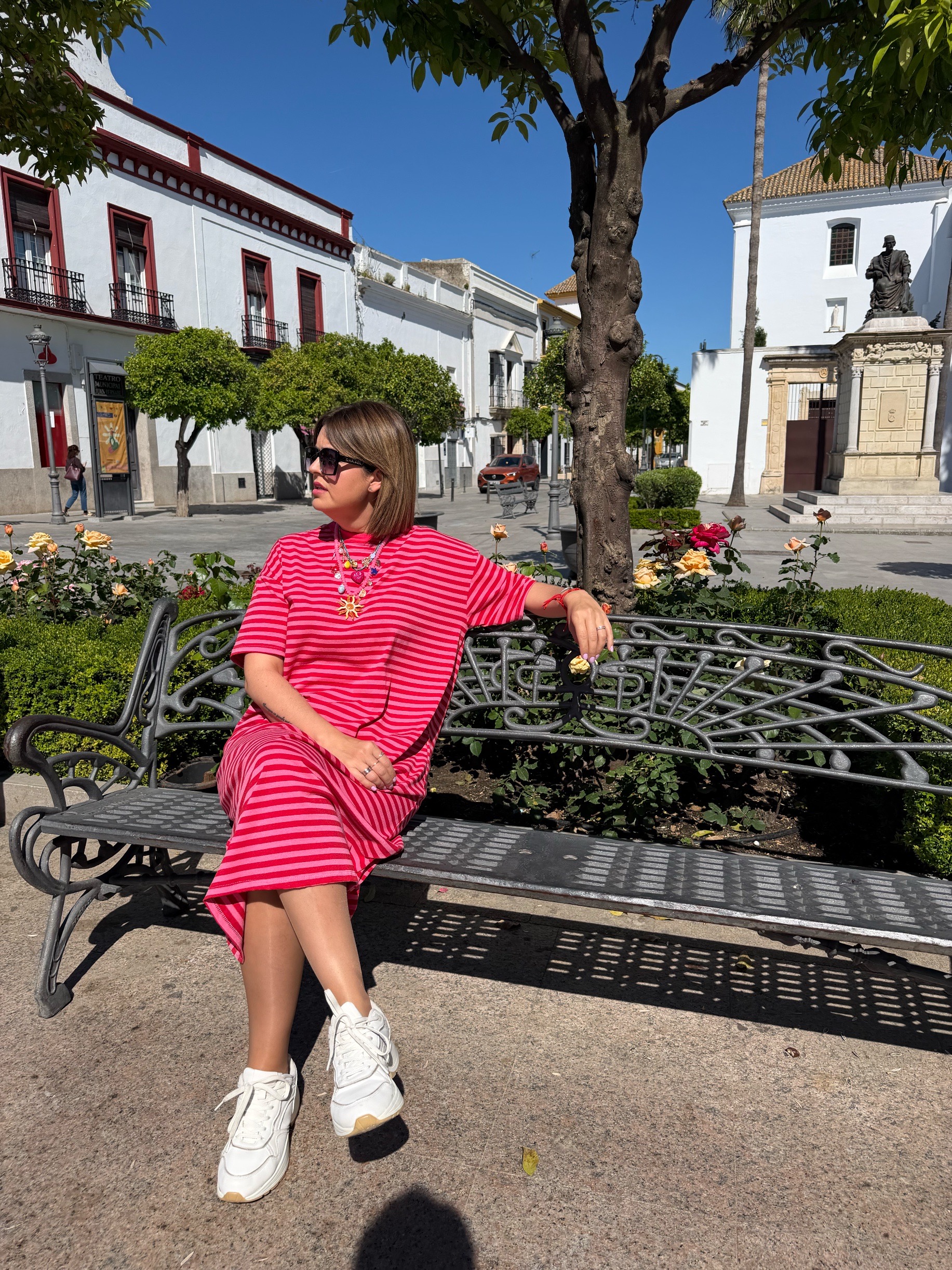 Vestido Capri relax rosa-rojo.