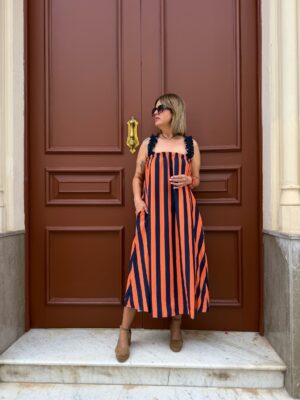 Vestido Capri naranja-marino.