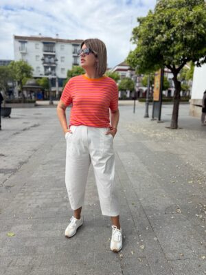 Pantalón relax fit white.