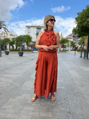 Conjunto Tropicoqueta teja.