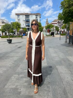Vestido Chloe flecos (chocolate).