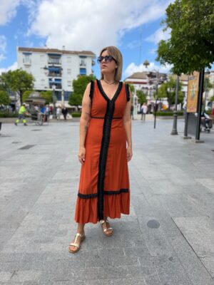 Vestido Chloe fleco (teja).