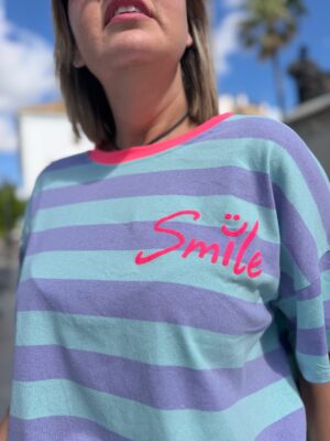 Camiseta Smile Malva-celeste.