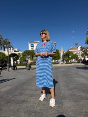 Vestido Capri relax  marino-celeste.