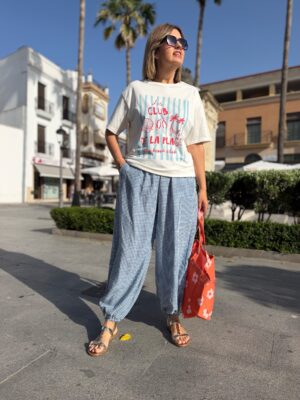 Pantalón balón vivhy celeste.