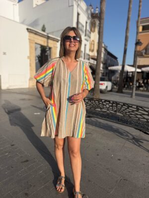 Vestido corto Zahora taupe.