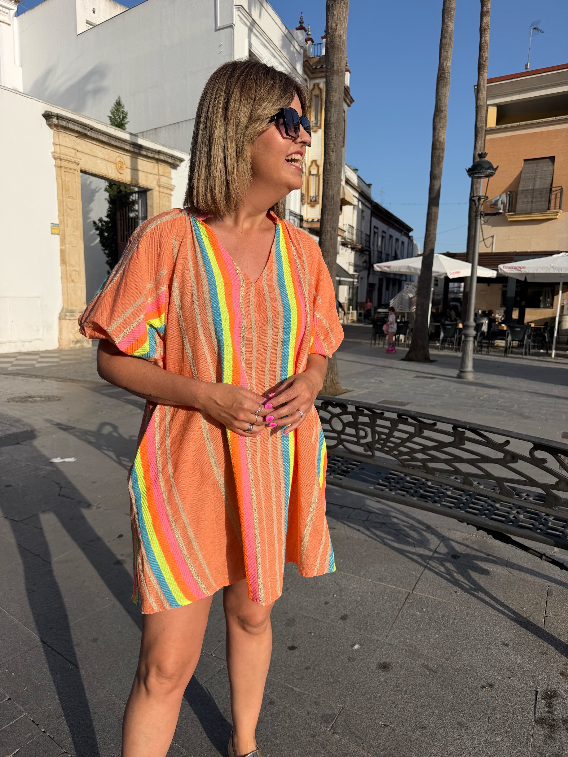 Vestido corto Zahora orange. - Imagen 2