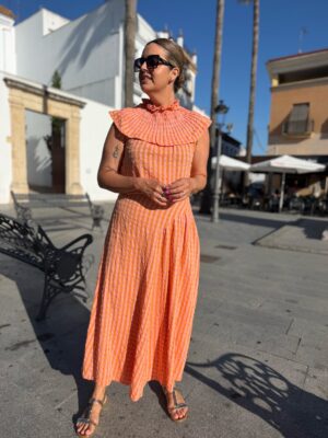 Conjunto bambula Fresh falda naranja.