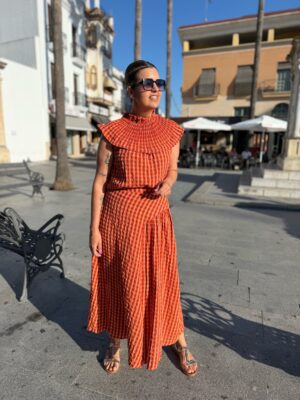 Conjunto bambula Fresh falda teja.
