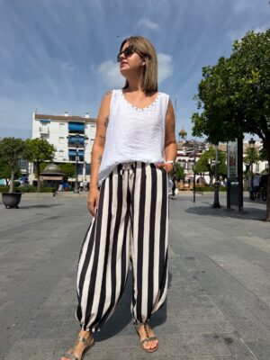Pantalón Venecia beige-negro.
