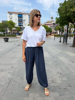 Pantalón balón fluido marino.