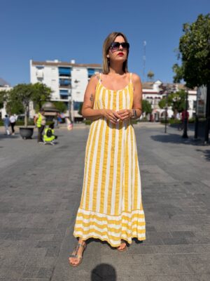 Vestido brisa bambula mostaza.