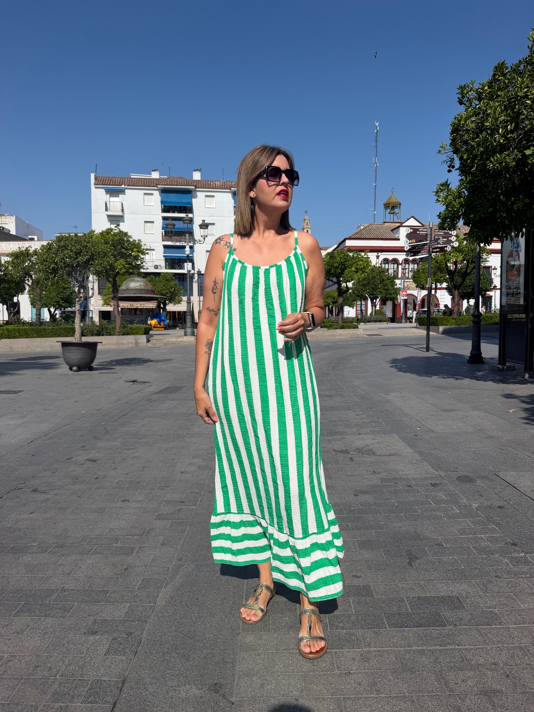 Vestido brisa bambula verde. - Imagen 4