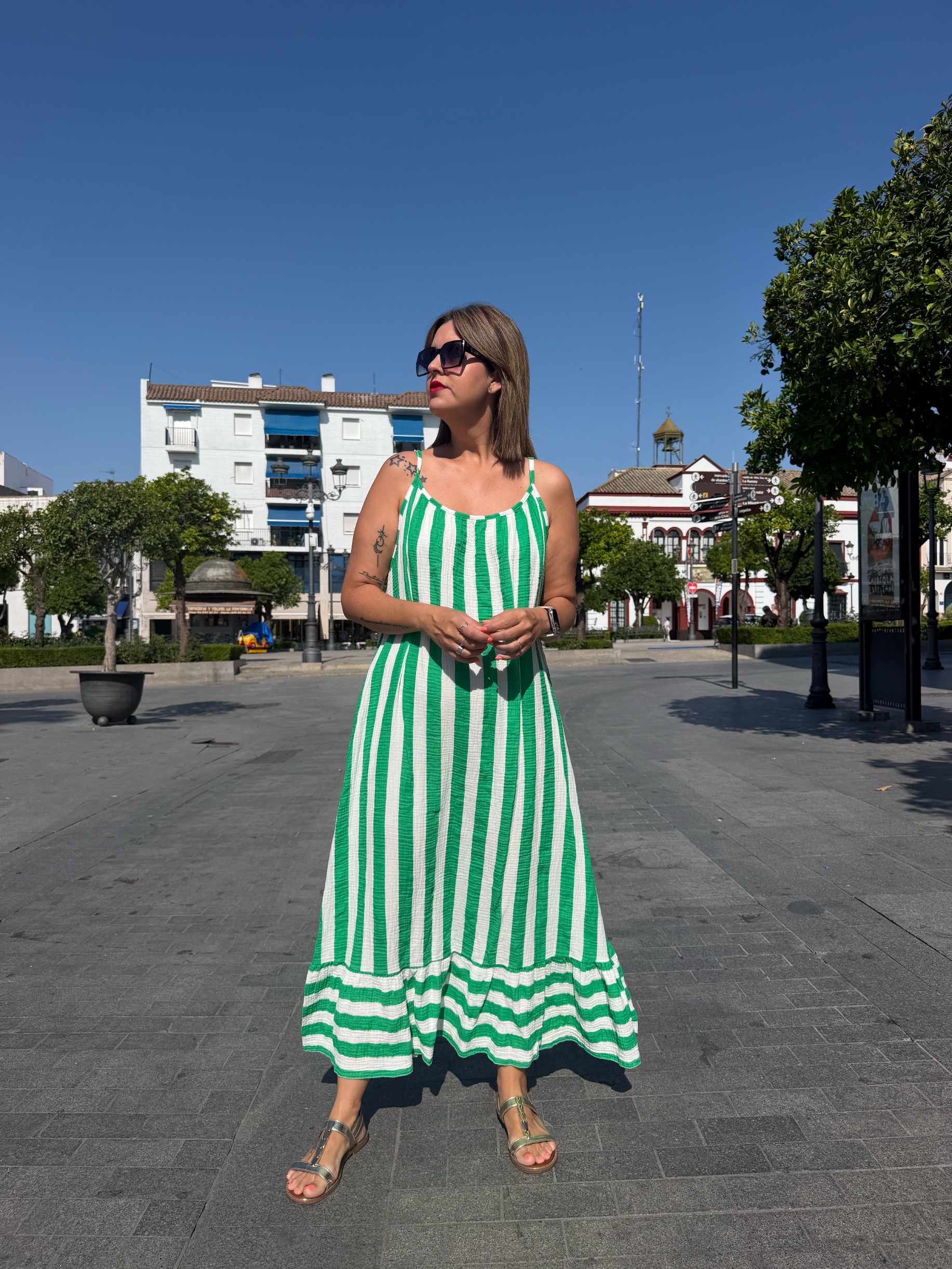 Vestido brisa bambula verde.