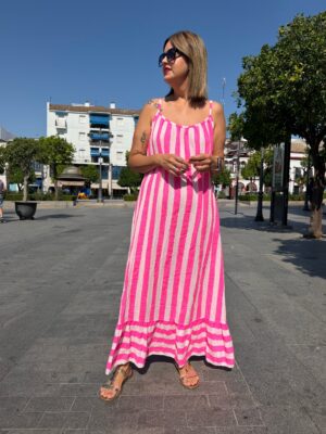 Vestido brisa bambula fucsia.